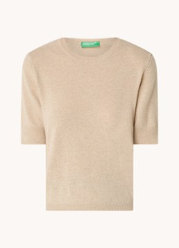Benetton Dames Fijngebreide top van scheerwol in de kleur Camel