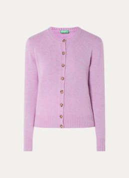 Benetton Dames Fijngebreid vest van wol met ronde hals in de kleur Lila