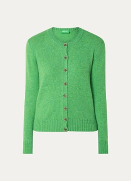 Benetton Dames Fijngebreid vest van wol met ronde hals in de kleur Groen