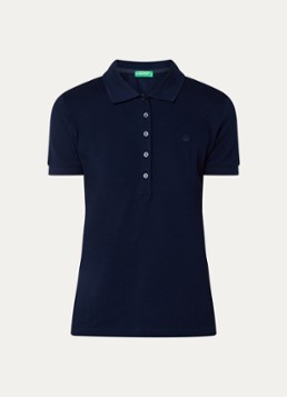 Benetton Dames Polo met logo in de kleur Donkerblauw