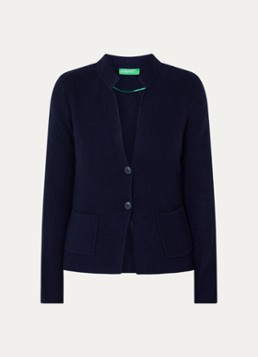 Benetton Dames Gebreid vest in kasjmierblend met zakken in de kleur Donkerblauw