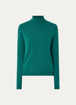 Benetton Dames Fijngebreide coltrui van merino wol in de kleur Zeegroen