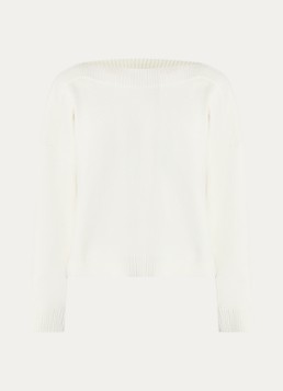 Benetton Dames Grofgebreide trui in wolblend in de kleur Creme
