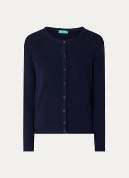 Benetton Dames Fijngebreid vest met ronde hals in de kleur Donkerblauw