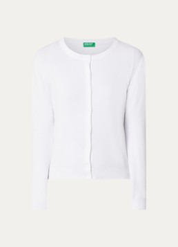 Benetton Dames Fijngebreid vest met ronde hals in de kleur Wit