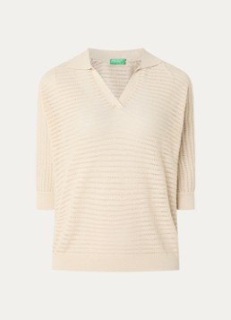 Benetton Dames Top van crochet in de kleur Vanillegeel