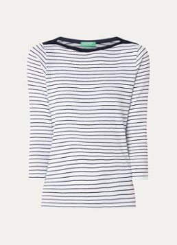 Benetton Dames Longsleeve met streepprint in de kleur Wit