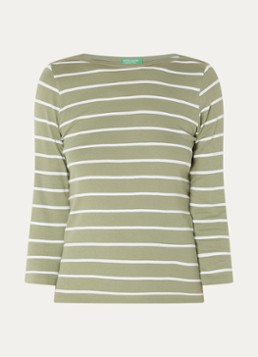 Benetton Dames Longsleeve met streepprint in de kleur Groen