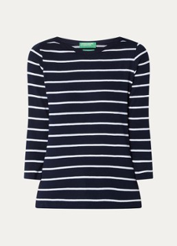 Benetton Dames Longsleeve met streepprint in de kleur Donkerblauw