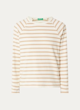 Benetton Dames Longsleeve met streepprint in de kleur Camel