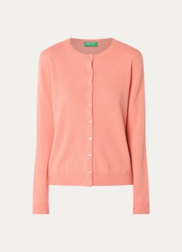 Benetton Dames Fijngebreid vest van scheerwol met ronde hals in de kleur Lichtroze-189 / Lichtroze