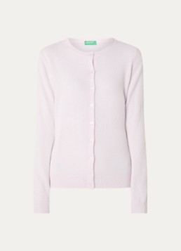 Benetton Dames Fijngebreid vest van scheerwol met ronde hals in de kleur Lichtroze-189 / Lichtroze