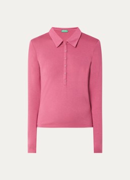Benetton Dames Polo met stretch in de kleur Donkerroze