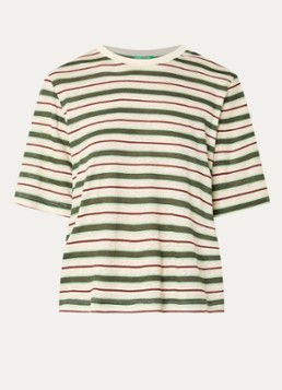 Benetton Dames T-shirt in linnenblend met print in de kleur Creme
