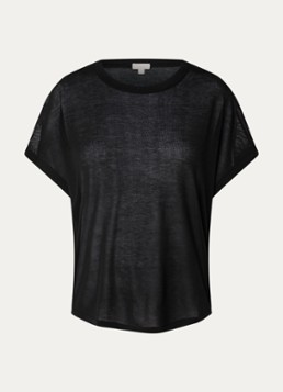 Benetton Dames Semi-transparante top met boothals in de kleur Zwart