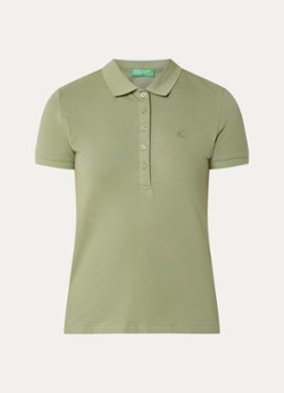 Benetton Dames Polo met logo in de kleur Lindegroen