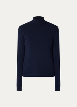 Benetton Dames Fijngebreide trui van scheerwol met col in de kleur Donkerblauw