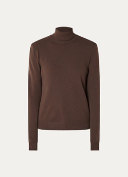Benetton Dames Fijngebreide trui van scheerwol met col in de kleur Bruin