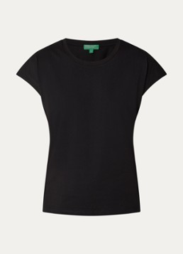 Benetton Dames T-shirt met ronde hals en split in de kleur Zwart