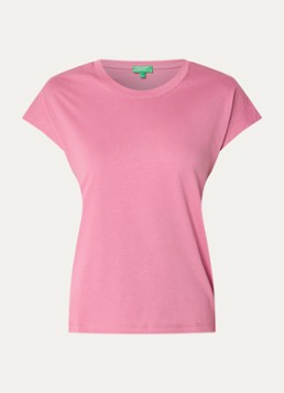 Benetton Dames T-shirt met ronde hals en split in de kleur Roze