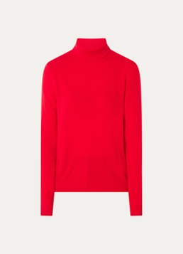 Benetton Dames Fijngebreide coltrui van merino wol in de kleur Rood