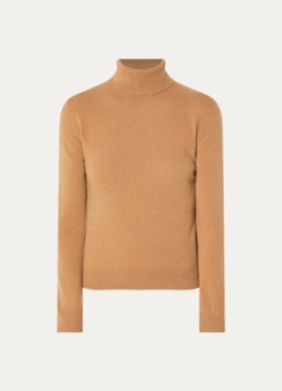 Benetton Dames Fijngebreide coltrui van merino wol in de kleur Camel