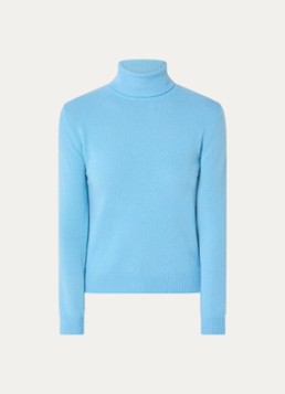 Benetton Dames Fijngebreide coltrui van merino wol in de kleur Lichtblauw
