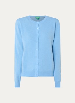 Benetton Dames Fijngebreid vest van scheerwol met ronde hals in de kleur LICHTBLAUWMELEE-93G / Lichtblauw