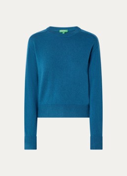 Benetton Dames Fijngebreide pullover in kasjmierblend met ronde hals in de kleur Blauw