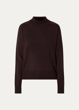 Benetton Dames Fijngebreide trui in kasjmier wolblend met opstaande kraag in de kleur Bruin