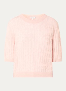 Benetton Dames Top in wolblend met ronde hals in de kleur Oudroze