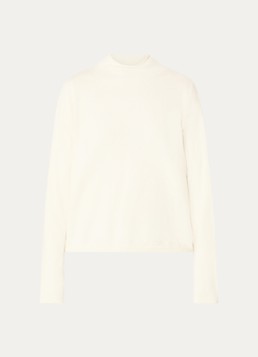 Benetton Dames Fijngebreide trui in kasjmierblend met opstaande kraag in de kleur Creme