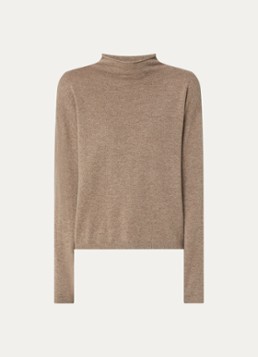 Benetton Dames Fijngebreide trui in kasjmierblend met opstaande kraag in de kleur Bruin