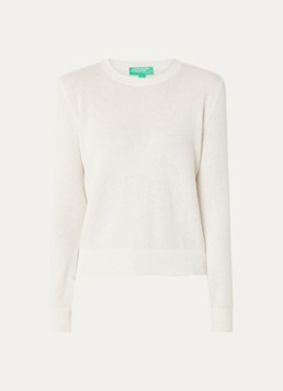 Benetton Dames Fijngebreide pullover van kasjmier in de kleur Creme