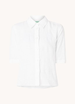 Benetton Dames Blouse van linnen in de kleur Gebroken wit