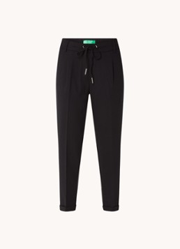 Benetton Dames High waist tapered fit cropped pantalon met trekkoord in de kleur Zwart