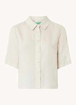Benetton Dames Blouse van linnen in de kleur Zand