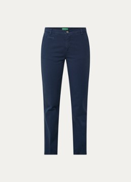 Benetton Dames High waist slim fit chino met steekzakken in de kleur Donkerblauw