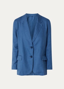 Benetton Dames Blazer van linnen met klepzakken in de kleur Petrol