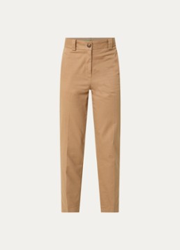 Benetton Dames High waist cropped tapered fit pantalon met steekzakken in de kleur Camel