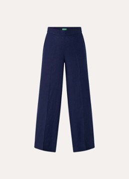 Benetton Dames High waist wide fit pantalon van linnen in de kleur Royalblauw