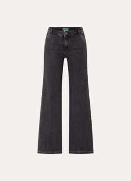 Benetton Dames High waist wide fit pantalon met steekzakken in de kleur Zwart