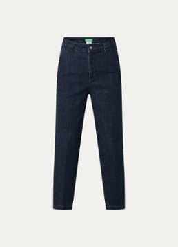 Benetton Dames High waist cropped tapered jeans met donkere wassing in de kleur Indigo