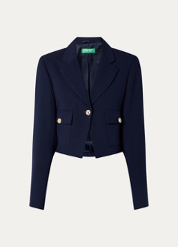 Benetton Dames Cropped blazer met klepzakken in de kleur Donkerblauw