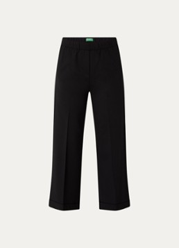 Benetton Dames High waist straight fit cropped broek met steekzakken in de kleur Zwart