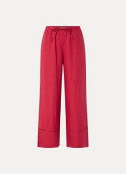 Benetton Dames Low waist broek van linnen met steekzakken in de kleur Cranberryrood