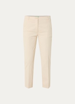 Benetton Dames High waist tapered fit cropped chino met steekzakken in de kleur Zand