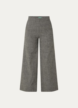 Benetton Dames High waist straight fit pantalon in linnenblend met ruitdessin in de kleur Grijs