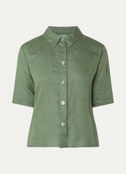 Benetton Dames Blouse van linnen in de kleur Groen