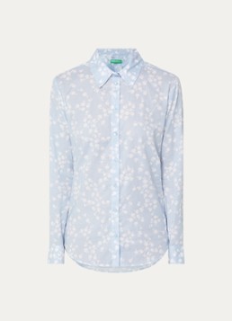 Benetton Dames Blouse met print in de kleur Lichtblauw